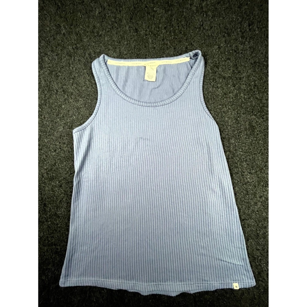 Lucky Brand Ribbed Tank Top Womens Medium Blue Stretch Round Neck Sleeveless